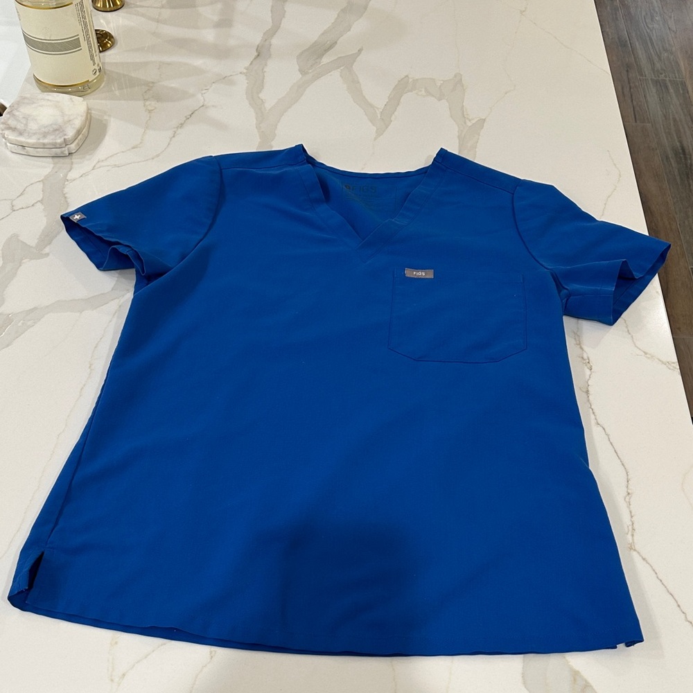 Figs Royal Blue Women's V-Neck Scrub Top